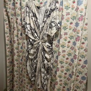 Fashion Nova Black and White Snake Print Midi Dress